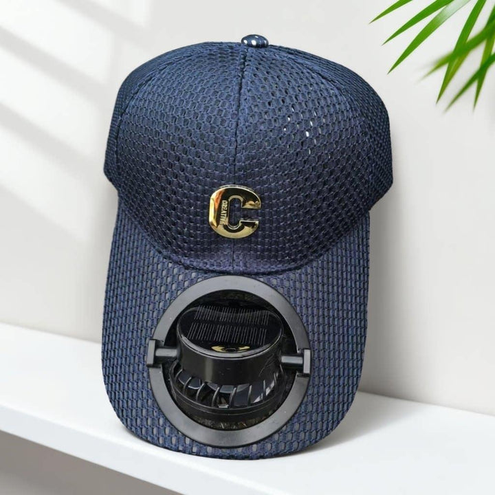 Breathable baseball cap with rechargeable fan in the visor and mesh insert Stornfield