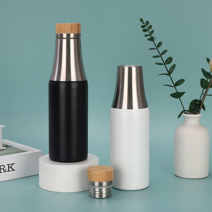 Women's stainless steel insulated drinking bottle with bamboo lid Stornfield