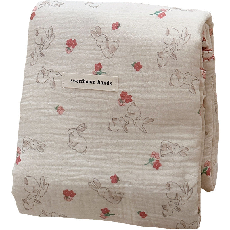 Unisex Cozy Muslin Blanket with Cute Rabbit Design Stornfield
