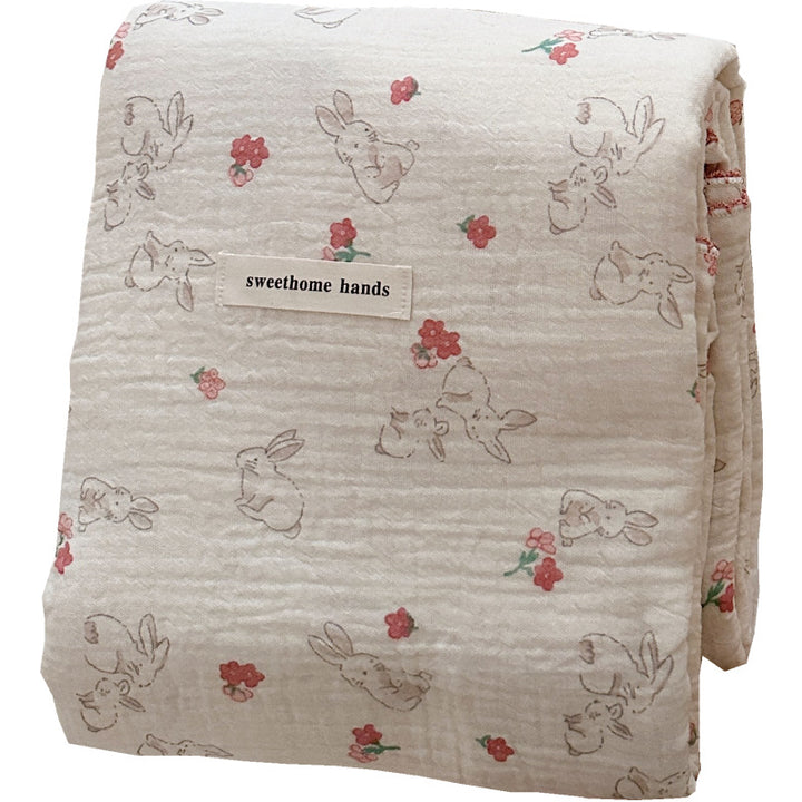 Unisex Cozy Muslin Blanket with Cute Rabbit Design Stornfield