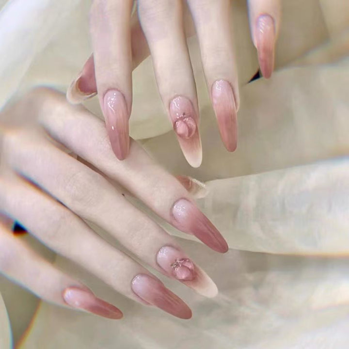 Artificial nails in elegant ombre design with fruit accents Stornfield