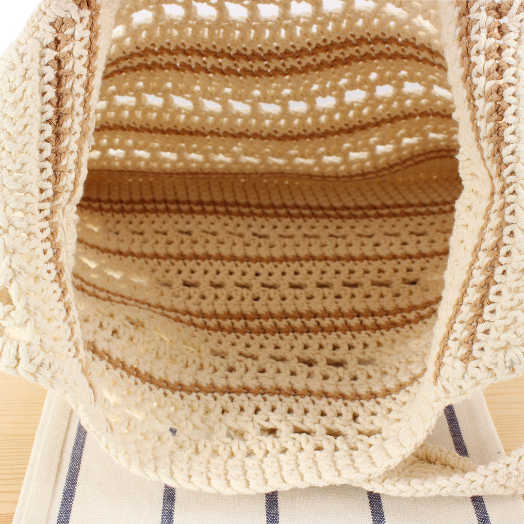 Braided Macrame Shoulder Bag with Modern Stripes Stornfield