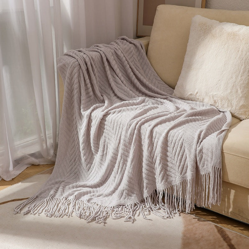 Textured Fringe Throw Blanket