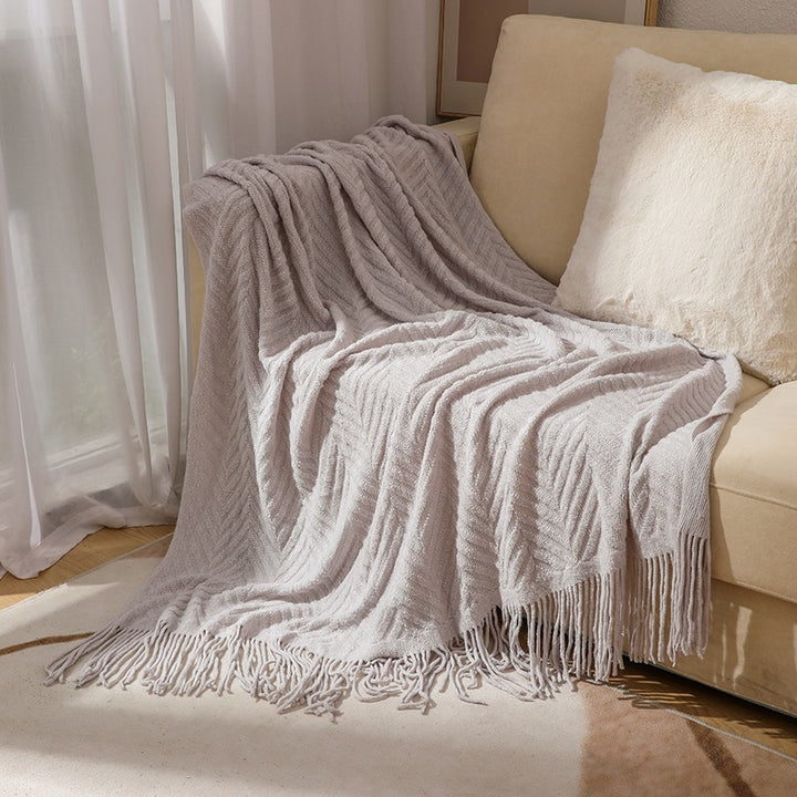 Textured Fringe Throw Blanket