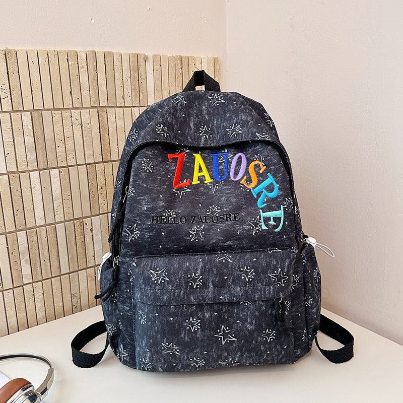 Stylish Star-Embellished Corduroy Backpack Stornfield