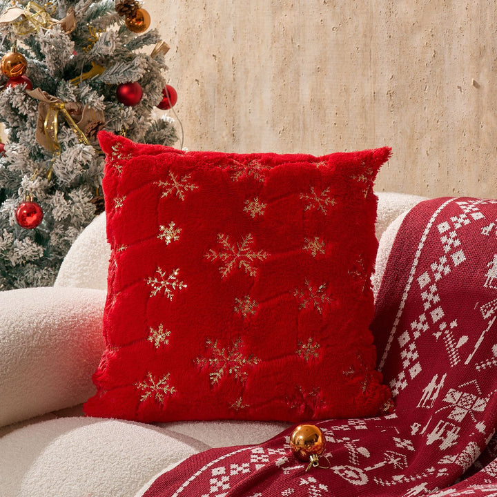 Plush Holiday Sequin Snowflake Accent Pillow Cover