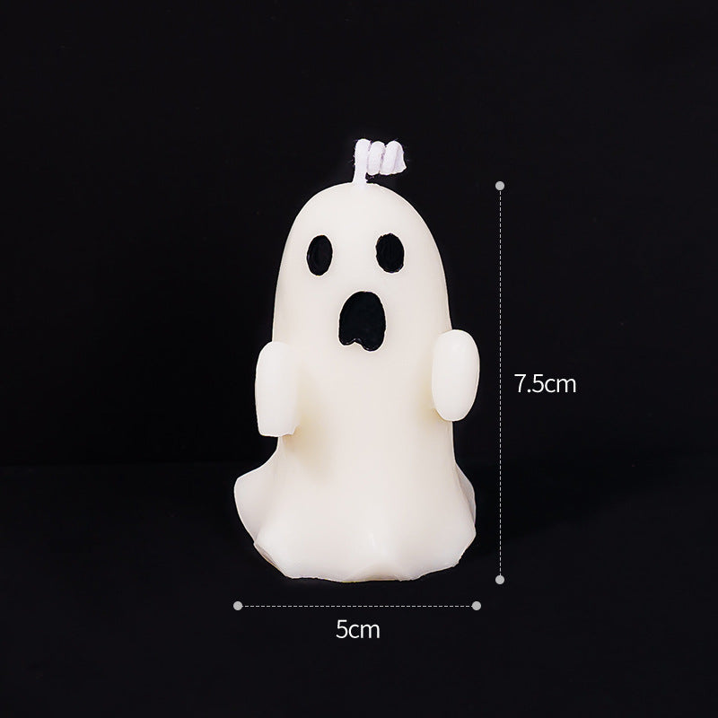 Mini Ghost-Shaped Decorative Wax Candle with Cotton Wick