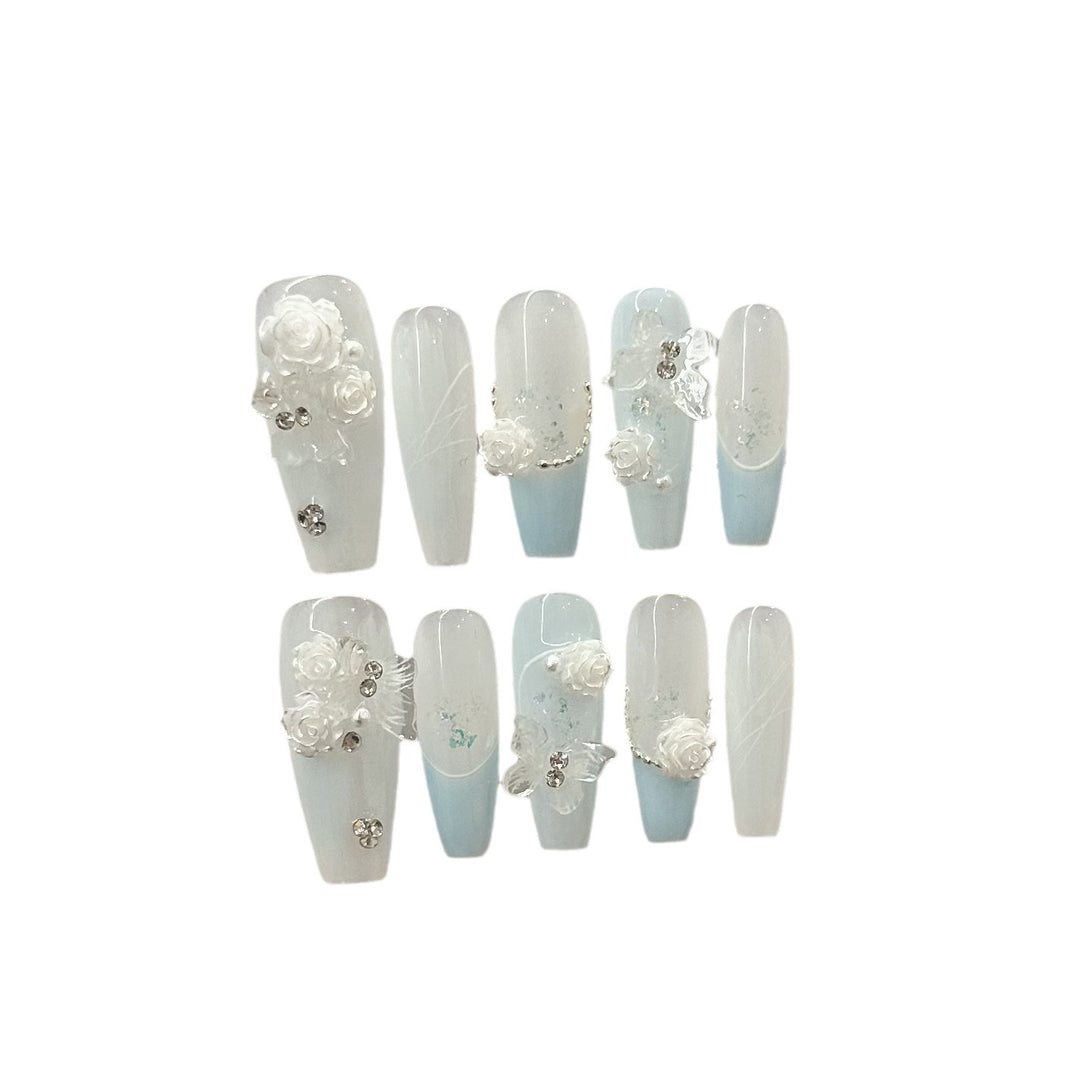 Floral Accented Press-On Nail Set