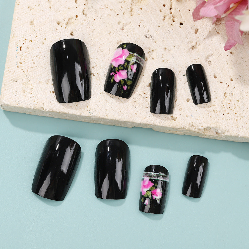 Artificial Nail Set with Elegant Rose Design Stornfield