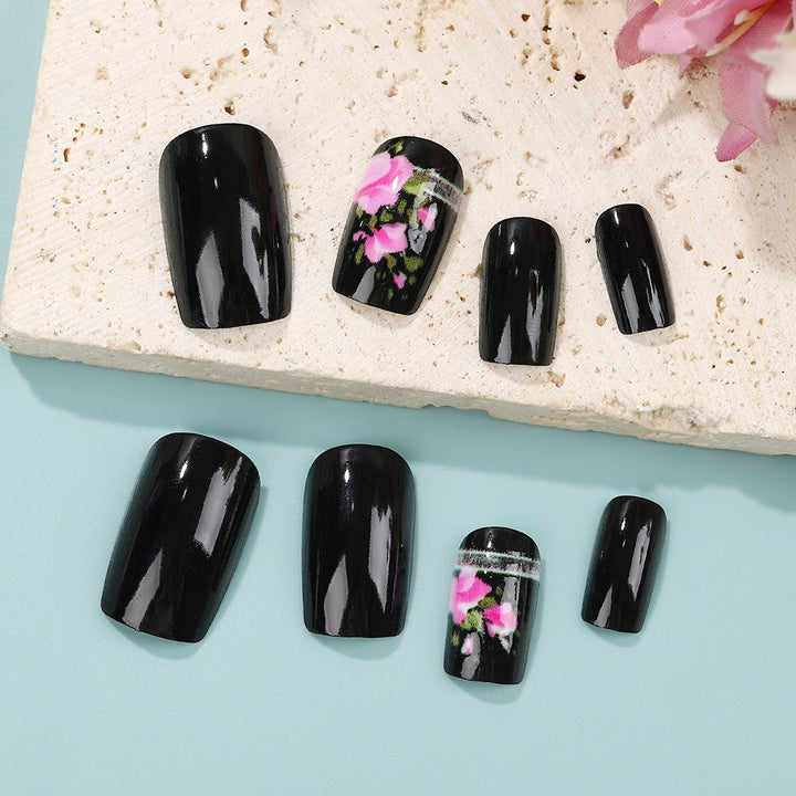 Artificial Nail Set with Elegant Rose Design Stornfield