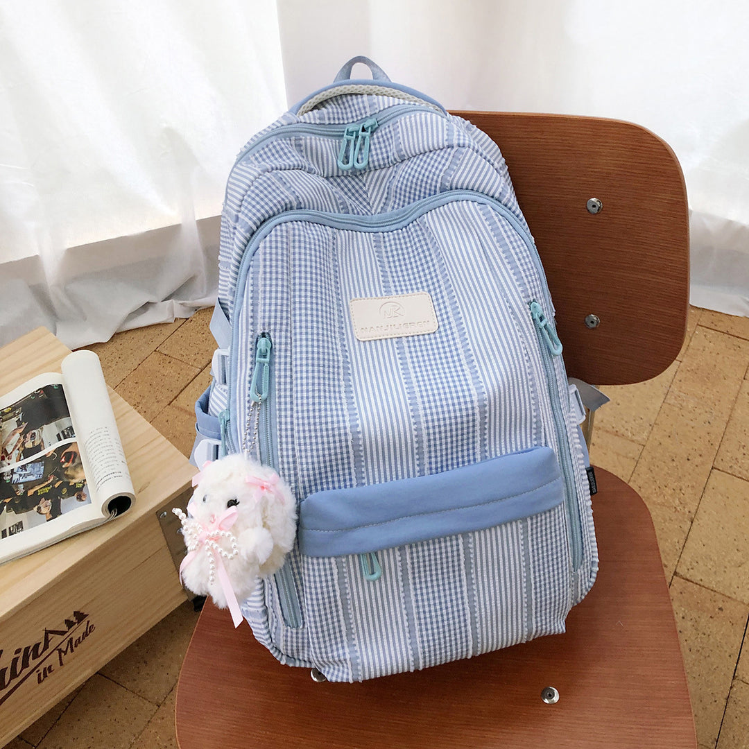 Striped Backpack with Keychain Charm Stornfield