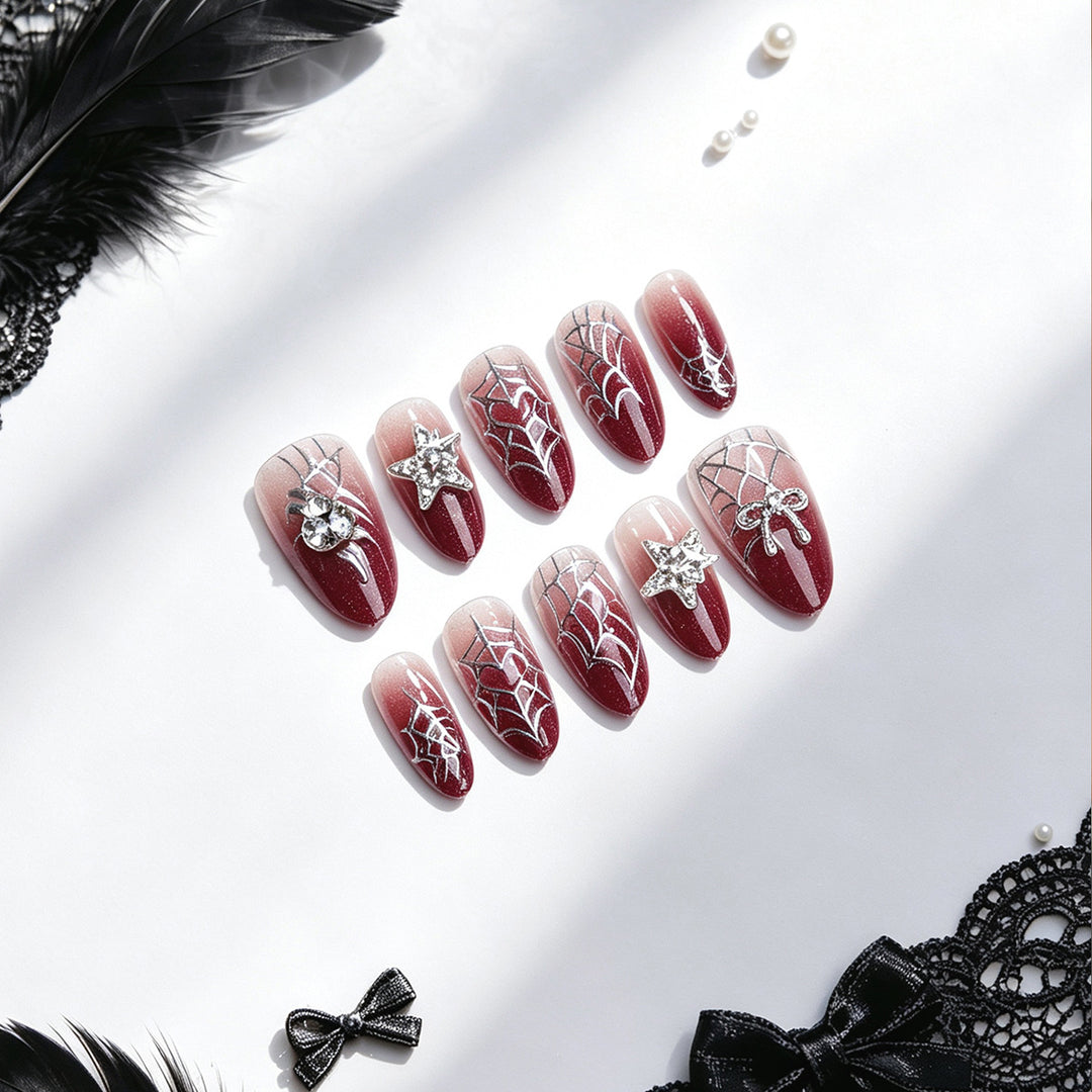 Glamorous artificial nails with rhinestones Stornfield