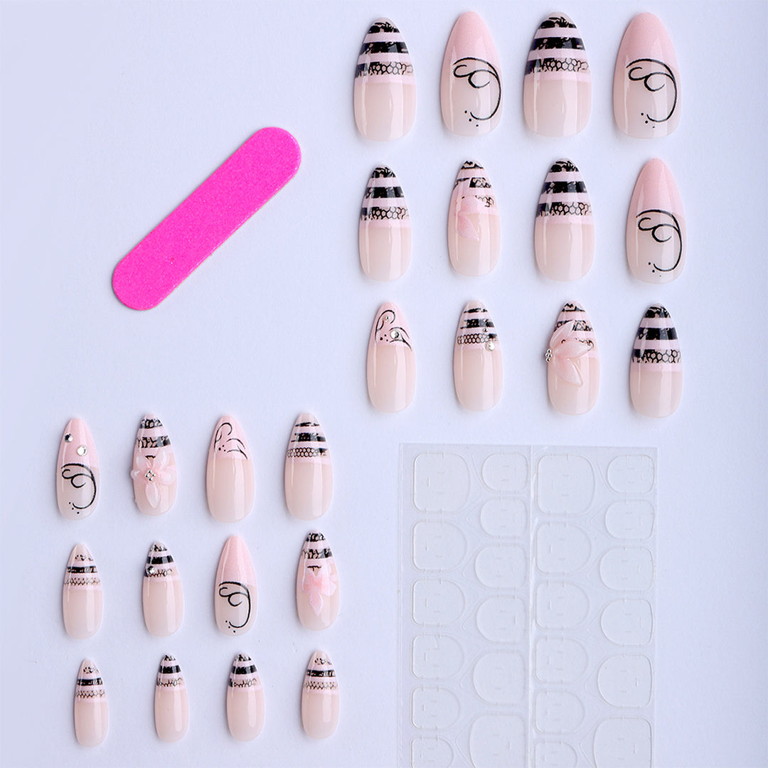 Artful Nail Extensions with Elegant 3D Decorations Stornfield
