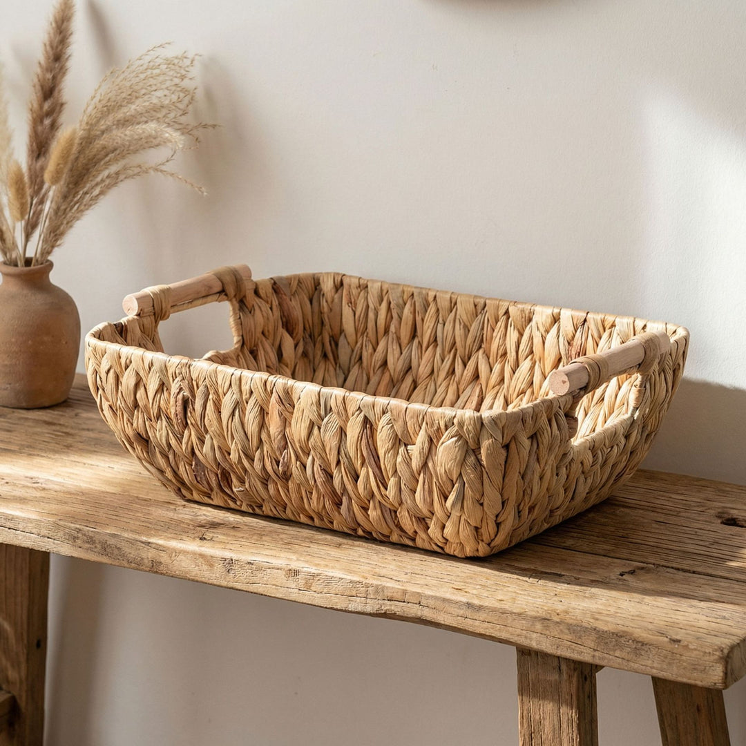 Decorative storage basket made of natural materials Stornfield