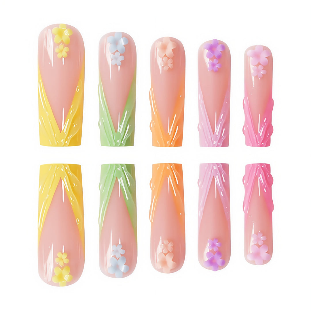 Decorative Floral Sculpted Press-On Nails Stornfield
