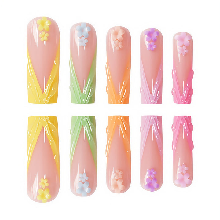 Decorative Floral Sculpted Press-On Nails Stornfield