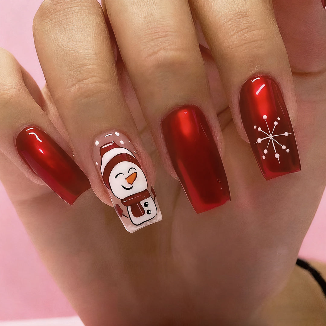 Festive artificial nails with snowman design Stornfield