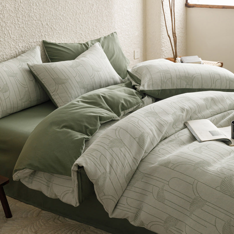 Premium duvet cover set made of cotton percale with subtle paisley relief texture