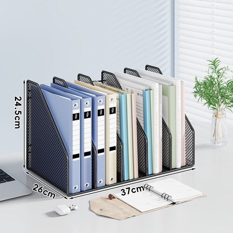 Mesh Desktop Vertical File and Folder Organizer Rack with Wide Slots and Non-Slip Base