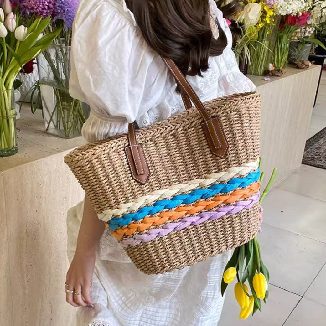 Shoulder bag made of braided material with colorful detail Stornfield