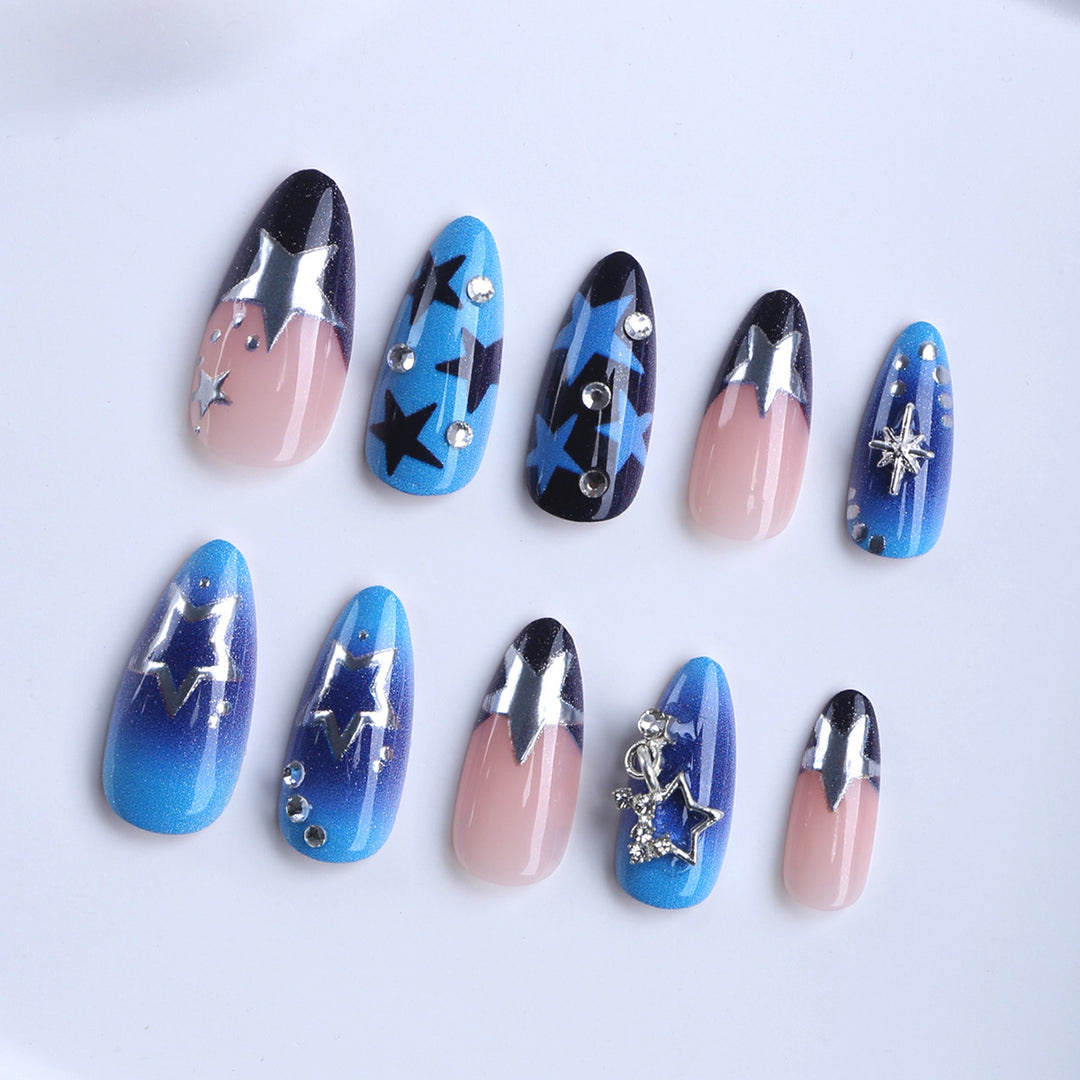 Artificial fingernails with Starlit design and glitter accents Stornfield