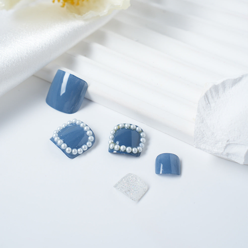 Elegant Pearl-Embellished Press-On Nail Set Stornfield