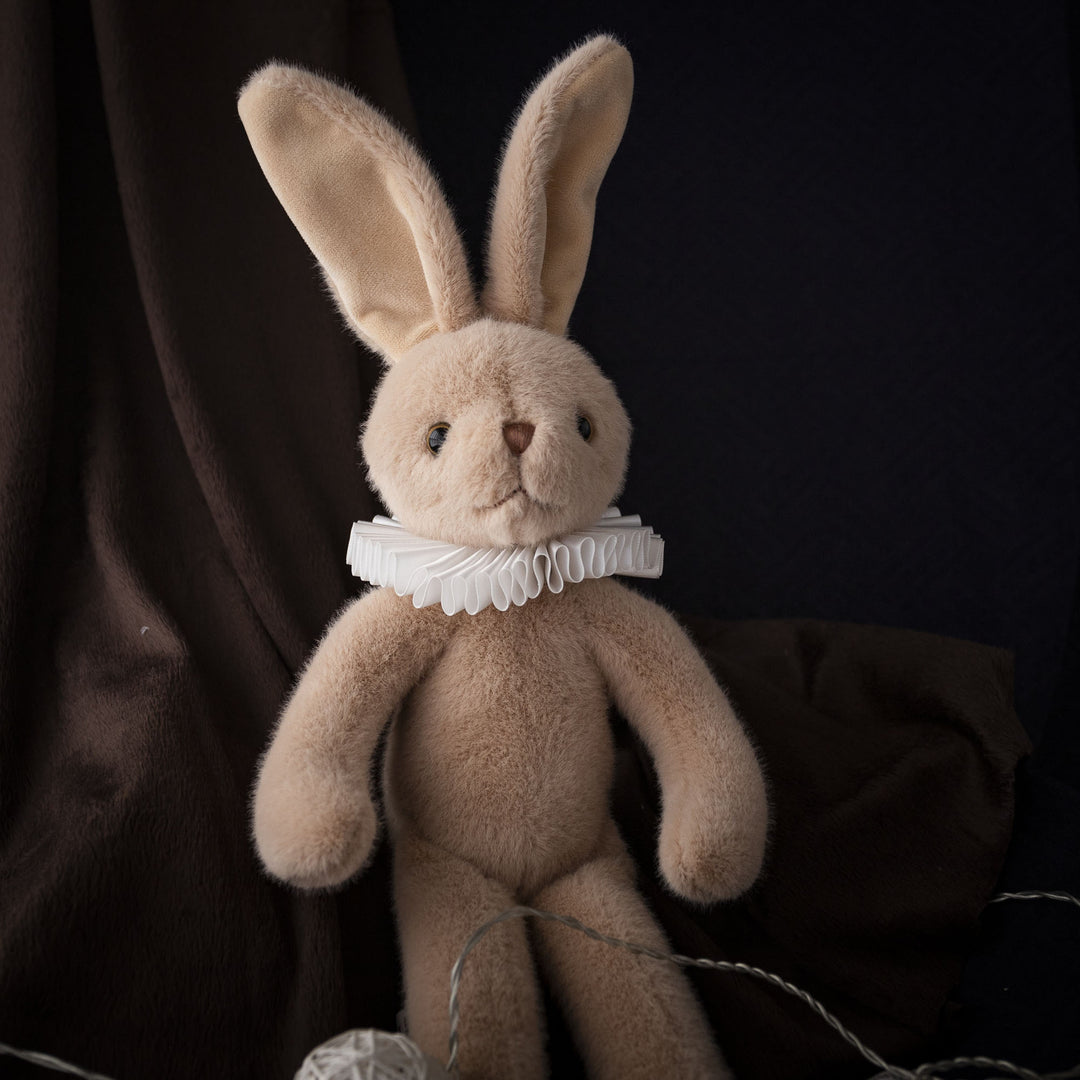 Plush Bunny Soft Toy with Velvet Ruffle Collar
