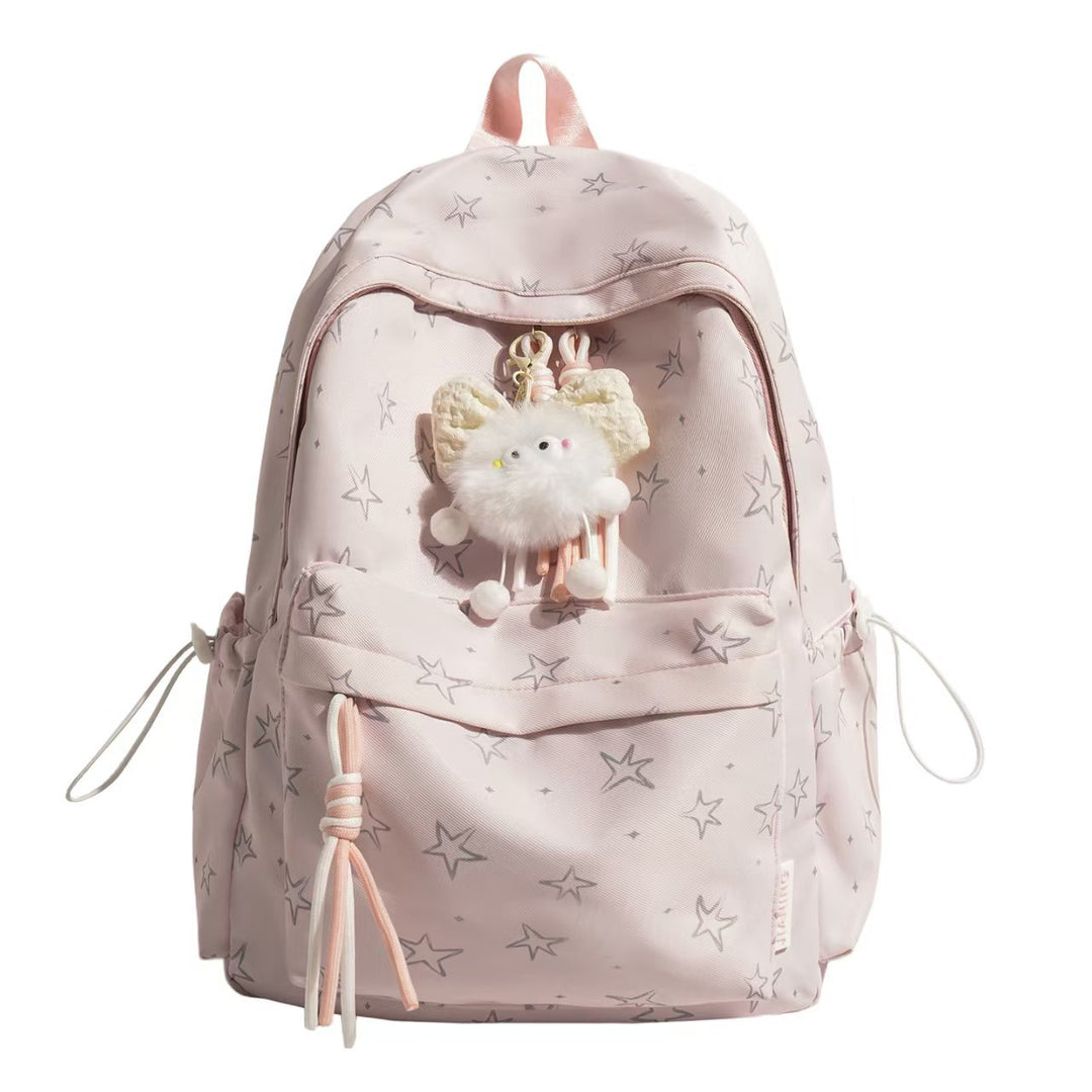 Star-Patterned Plush Backpack Stornfield