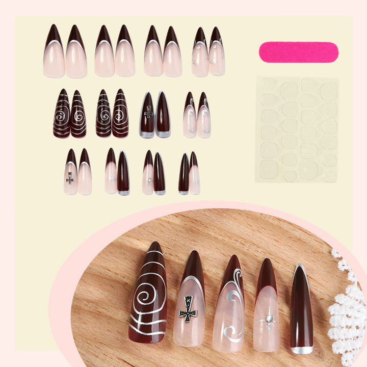 Artistic Stiletto Press-On Nails Set with Elaborate Designs Stornfield