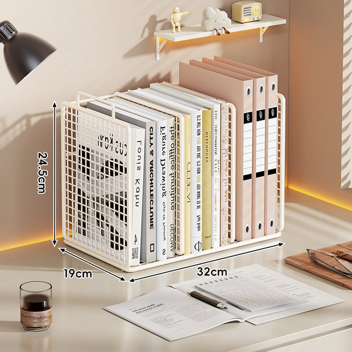 Desktop Metal Mesh Multi-Section Book and File Organizer Shelf