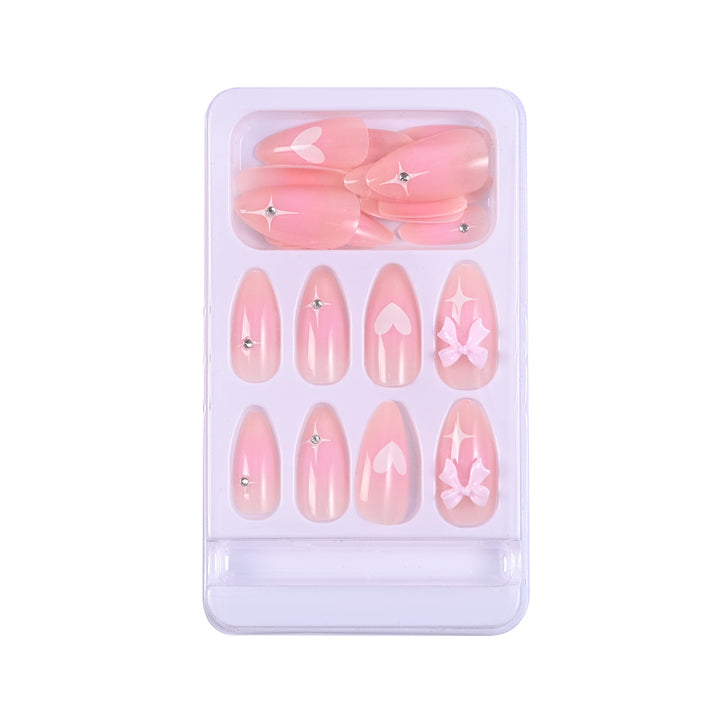 Artistic Heart and Bow Detail Press-On Nails Stornfield