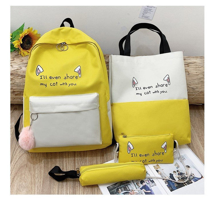 Fun-Themed Cat Print Backpack Set Stornfield