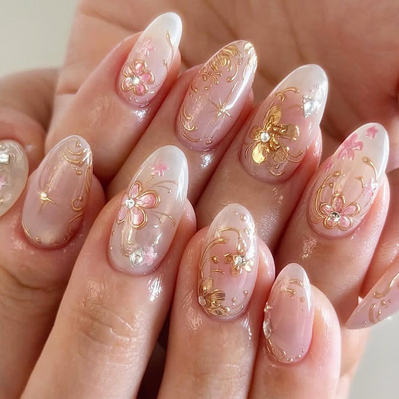 Decorative Press-On Nail Art Set with Floral Design Stornfield