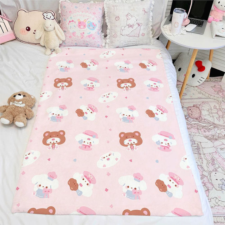 Cute Cartoon-Themed Fleece Blanket