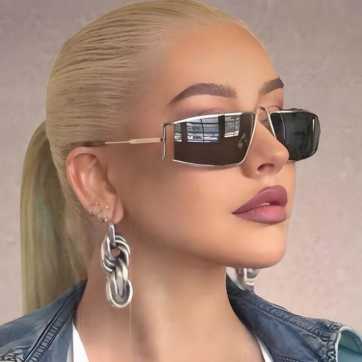 Ladies trendy sunglasses in a futuristic design with square lenses Stornfield