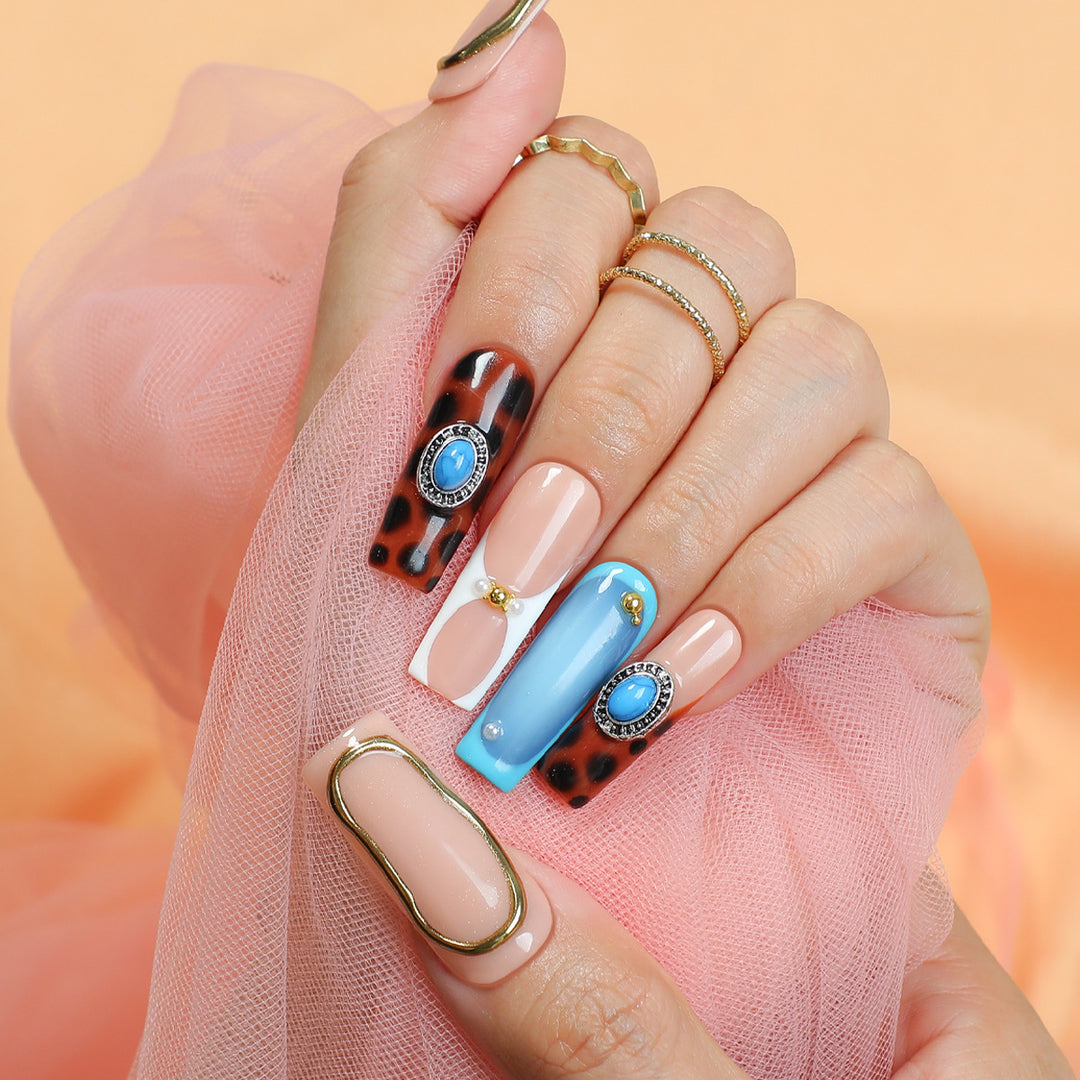 Acrylic nail set with luxurious design elements and creative accents Stornfield