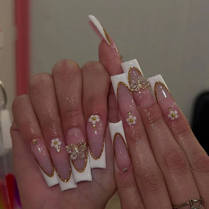 Ornate Butterfly-Inspired Acrylic Nail Extensions Stornfield