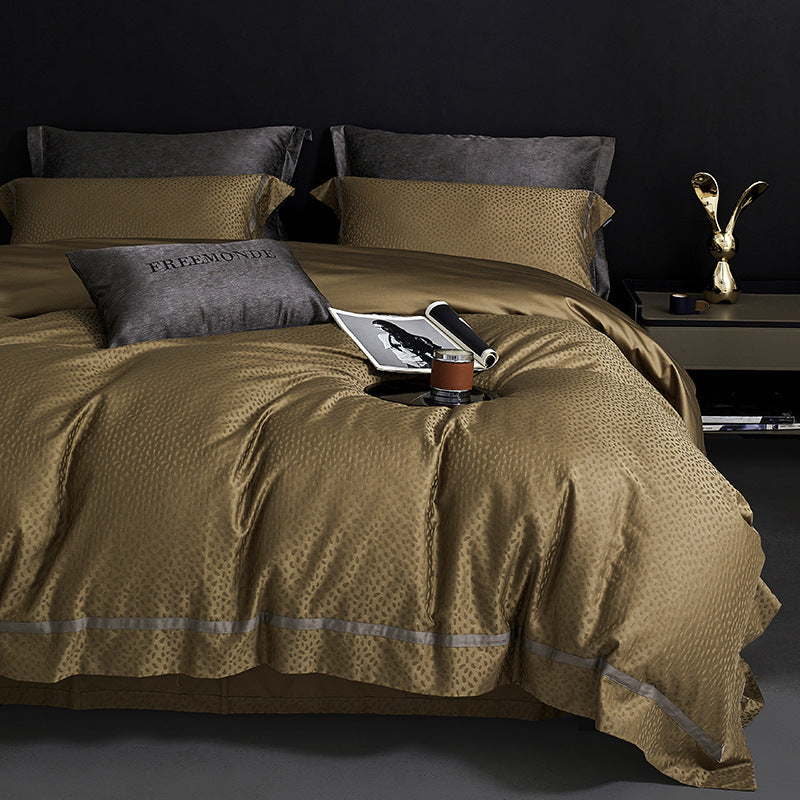 Luxurious Satin Bedding Set with Jacquard Floral Pattern and Concealed Zipper