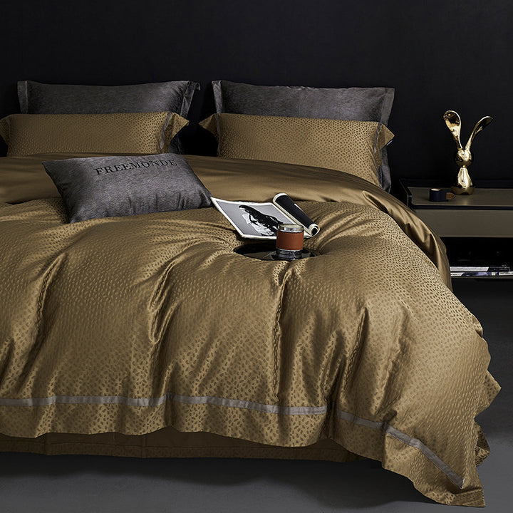 Luxurious Satin Bedding Set with Jacquard Floral Pattern and Concealed Zipper