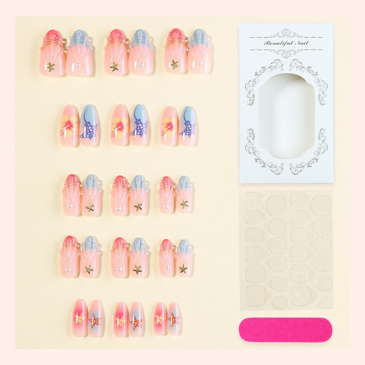 Artificial nail set with maritime motifs Stornfield