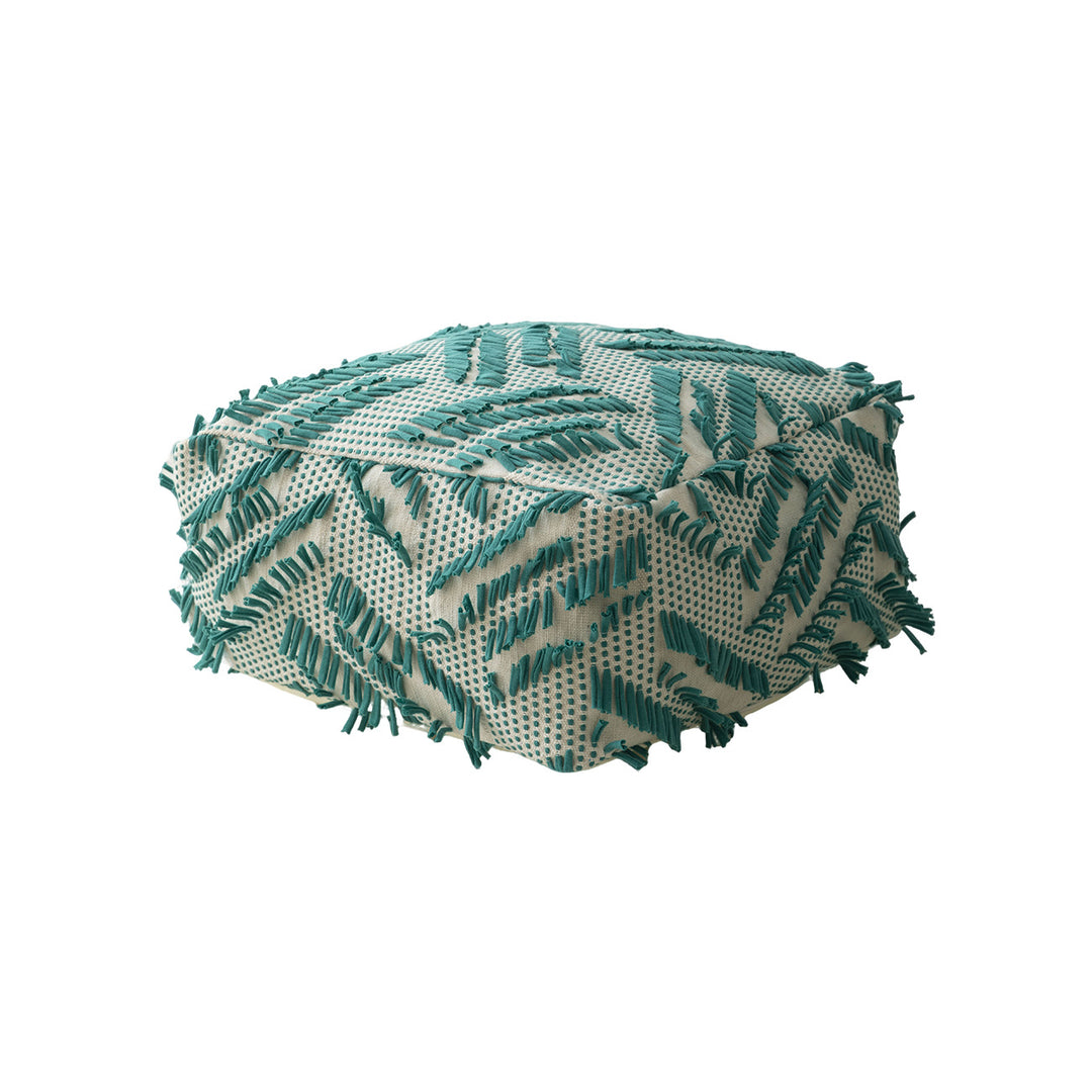 Boho-Pouf floor cushion with textured fringe surface