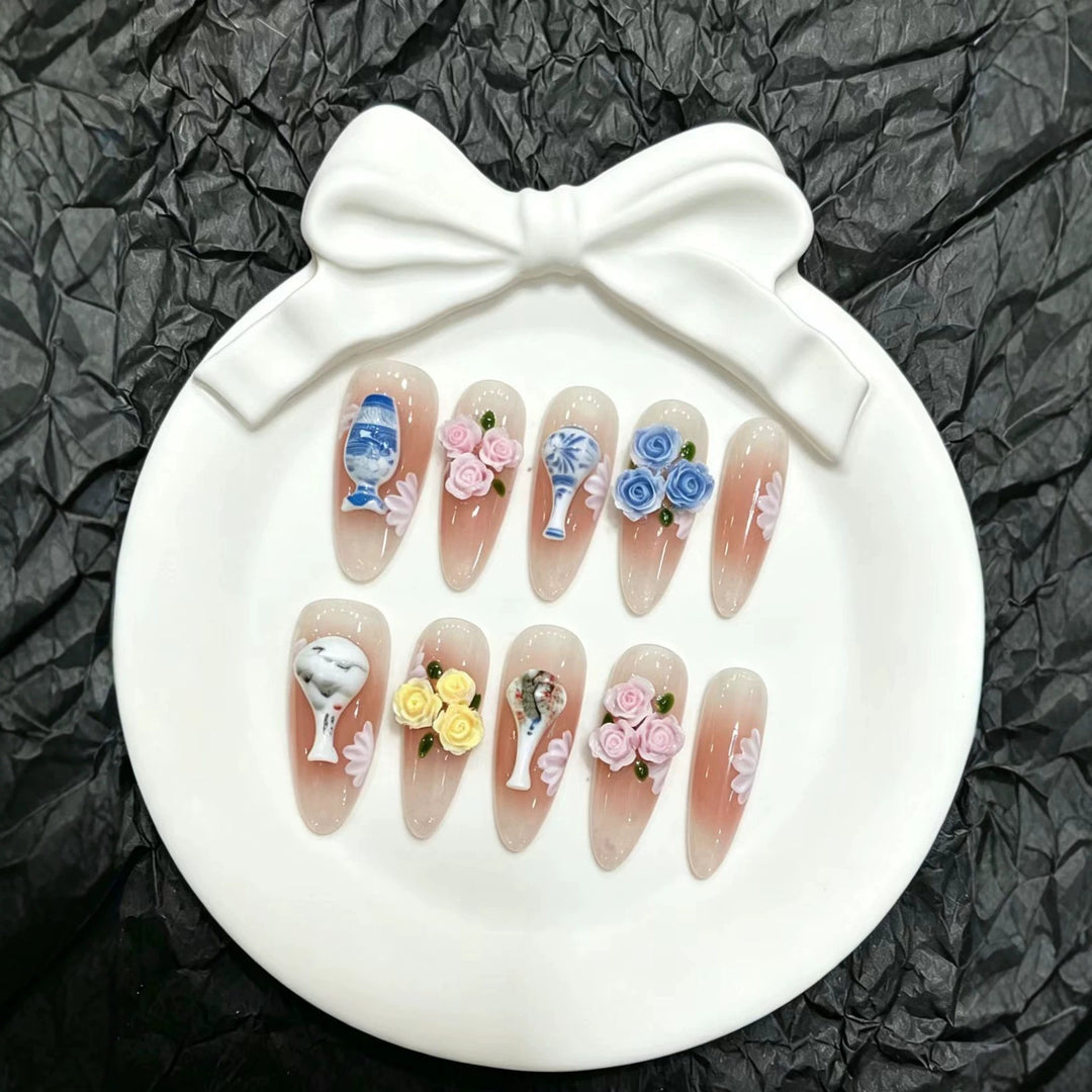 Decorative Floral Press-On Nail Art Collection