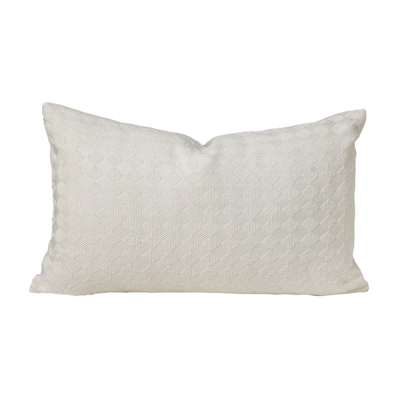 Square decorative pillow with woven triangle structure and removable cover