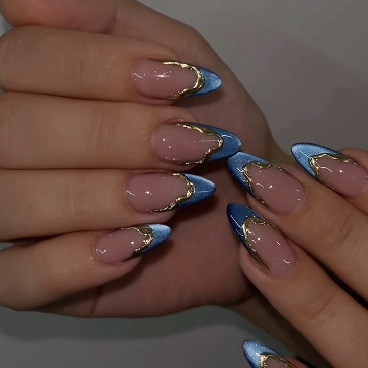 Luxurious Stiletto Nail Art Extensions with Gold Accents Stornfield