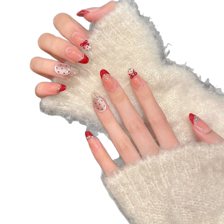 Decorative Press-On Nail Art Set with Holiday Accents