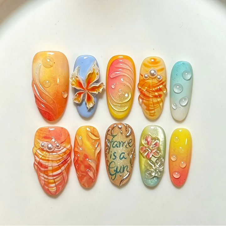 Nail art set with floral and creative designs Stornfield