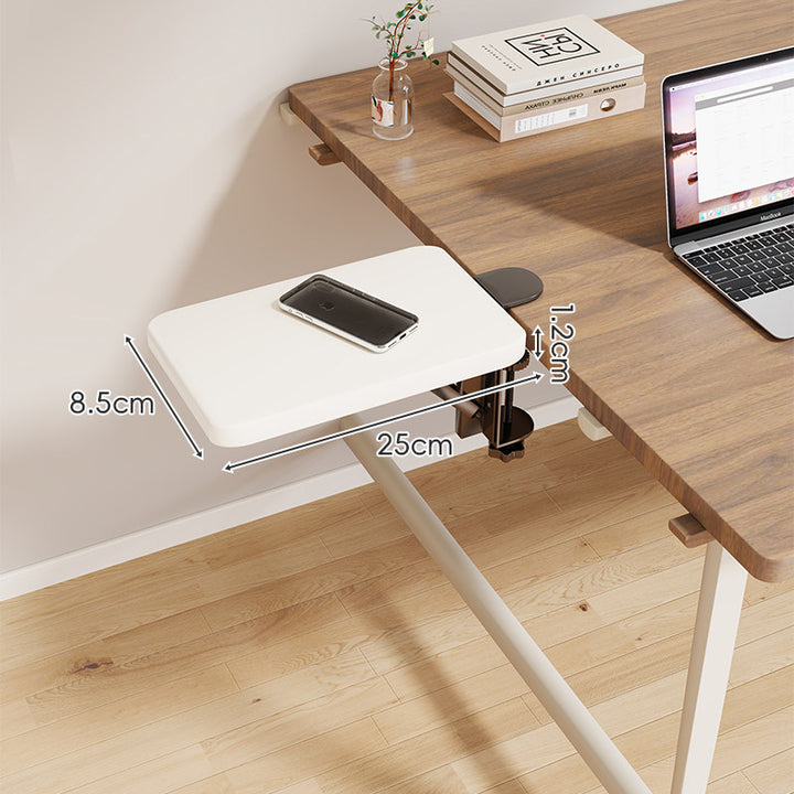 Clamp-On Adjustable Wooden Desk Side Shelf Extension with Foldable Bracket