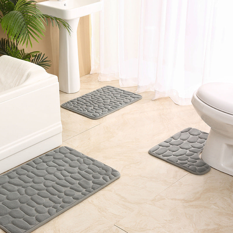 Soft Touch Stone Pattern Bathroom Rug Set Stornfield