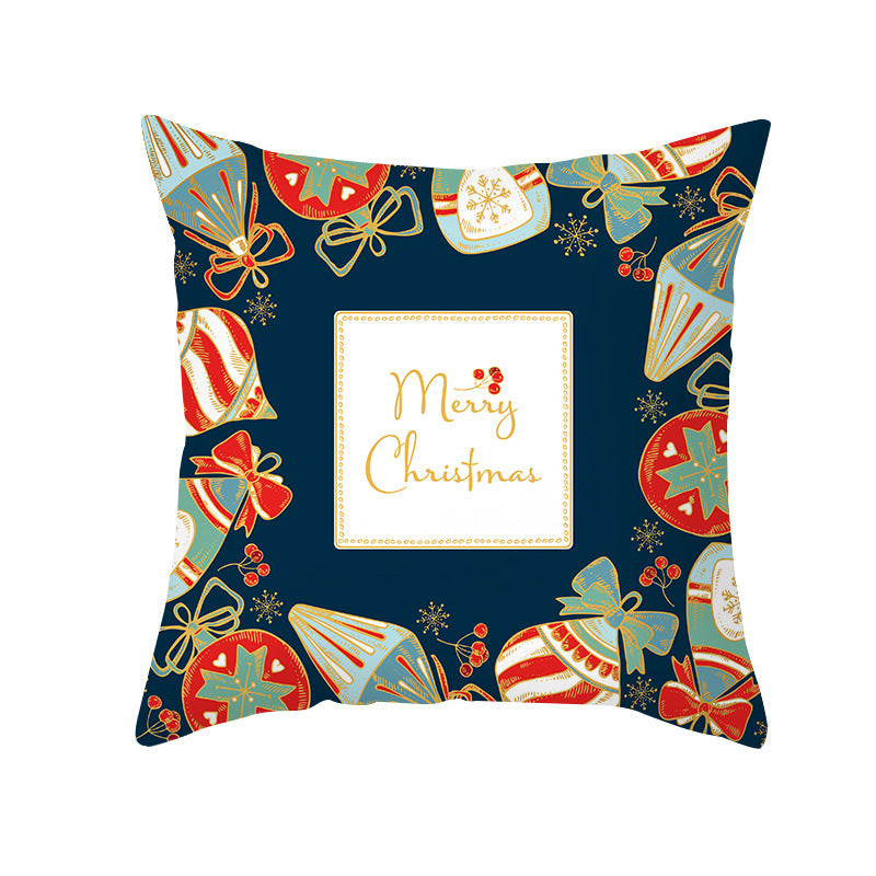 Decorative Holiday Throw Pillow Cover with Festive Ornament Print