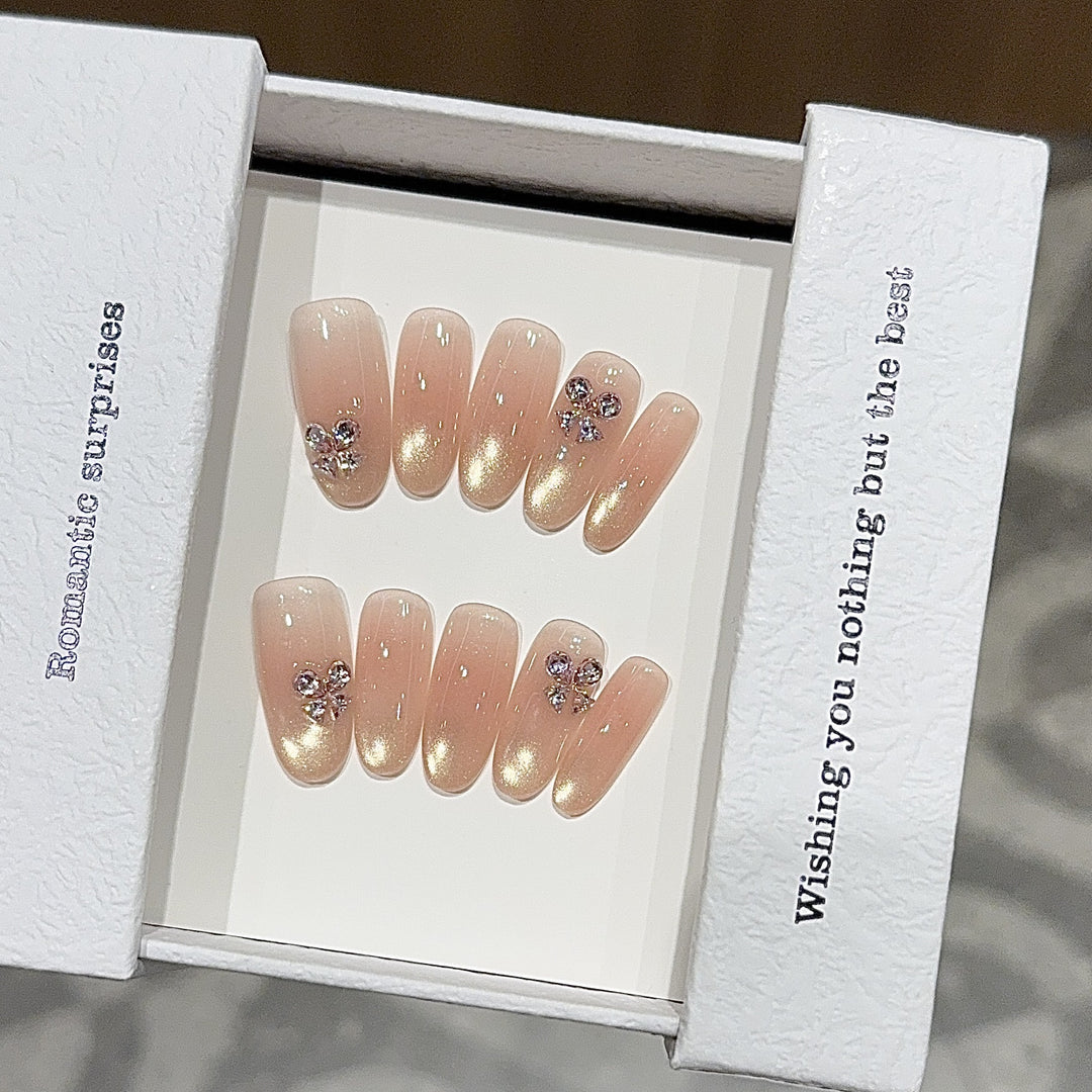 Elegant artificial nails with glitter and floral design Stornfield